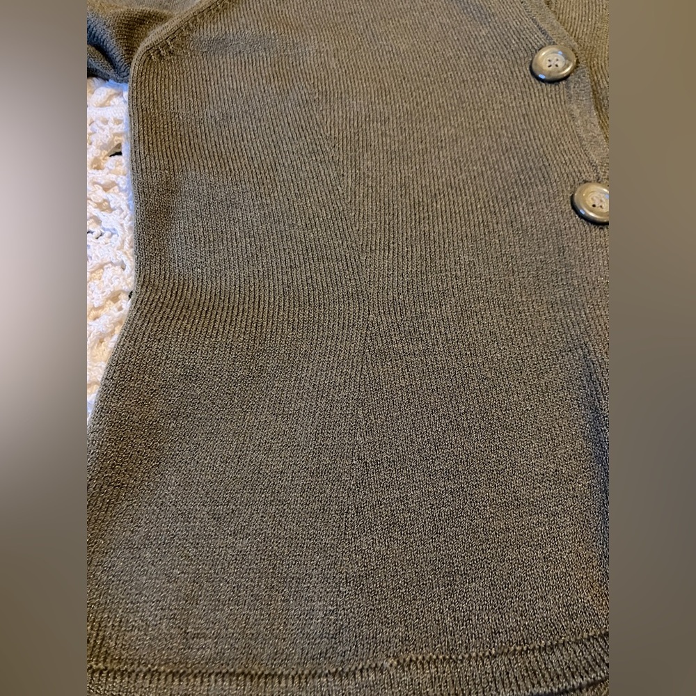 Banana Republic Black Label Cardigan & Mini Skirt Sweater Set Wool Blend Olive - Picture 13 of 14